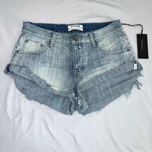 One Teaspoon Bandits Shorts Women 26 Mini Jean Light Wash Cuffed Free People B22